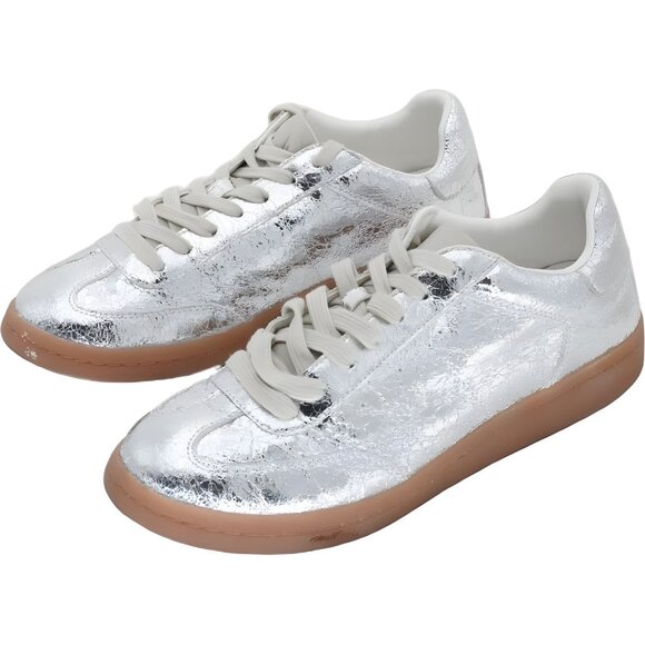 AQUA Women's Dafne Shiny Lace Up Low Top Sneakers Sz 9 - Picture 2 of 6